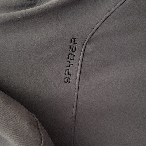 Spyder Mens Medium HydroWeb Soft Shell Jacket Hooded Full Zip Grey Activewear - Picture 10 of 11